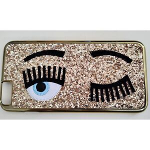 CHIARA FERRAGNI GOLD SEQUIN EYE WINKY I PHONE 6/6S PLUS PHONE CASE NWOB